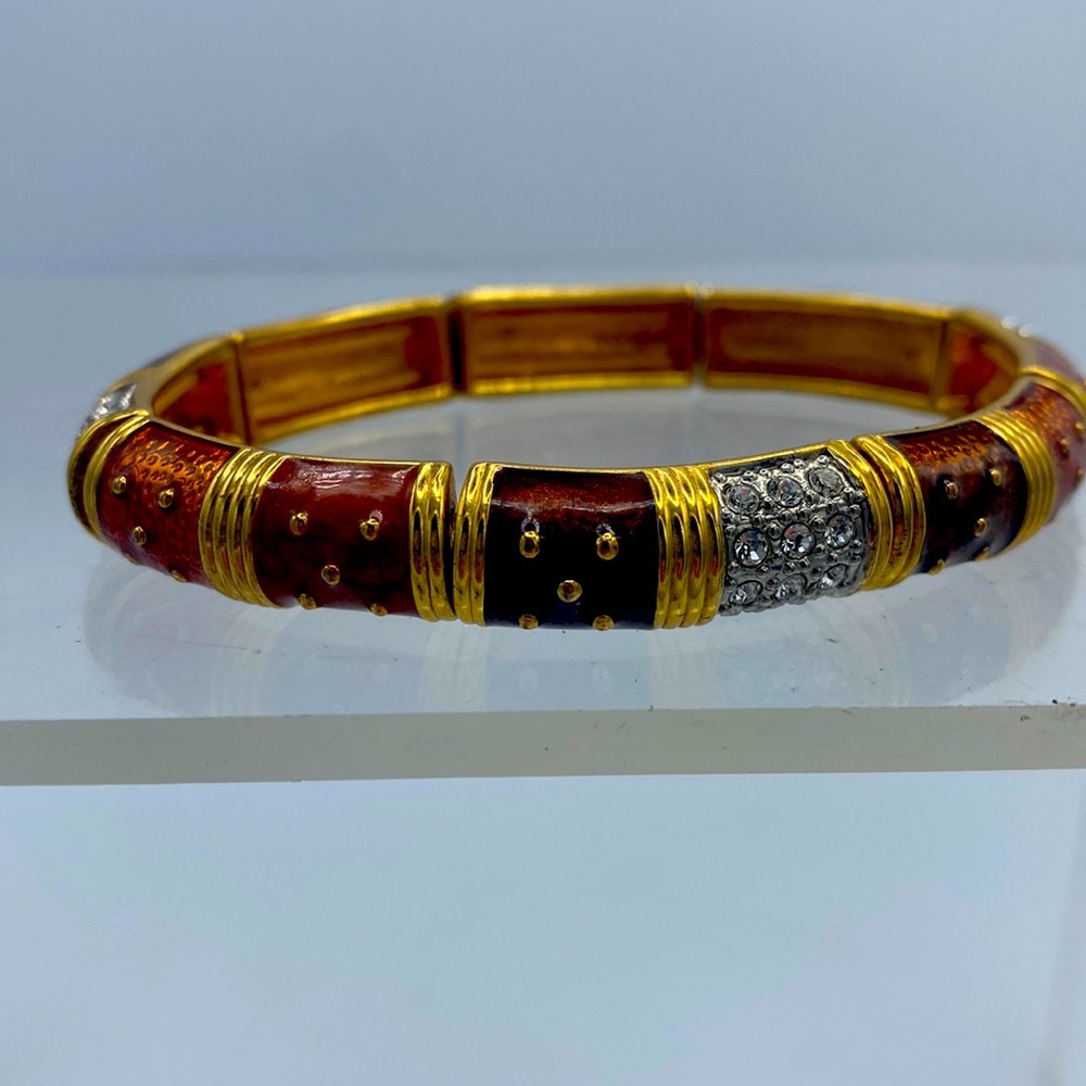 Vintage Joan Rivers Enamel Rhinestone Stretch Bracelet